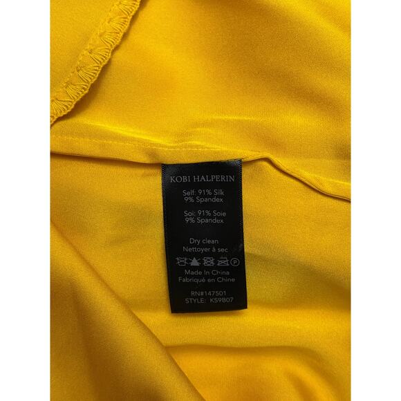 Kobi Halperin SIERRA Stretch Silk Georgette Blouse Peasant Top in Yellow Size XS - Picture 6 of 7